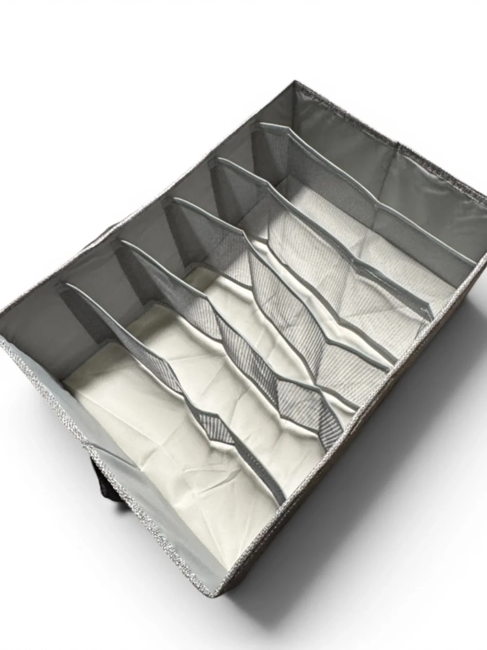 Foldable Gray Drawer Organizer | 5 Compartment Sock & Lingerie Storage